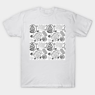 Black and white one line pattern T-Shirt